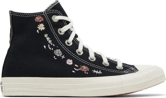 נעלי סניקרס Wmns Chuck Taylor All Star High 'Embroidered Floral - Black' של המותג קונברס אולסטאר בצבע שָׁחוֹר עשויות בַּד