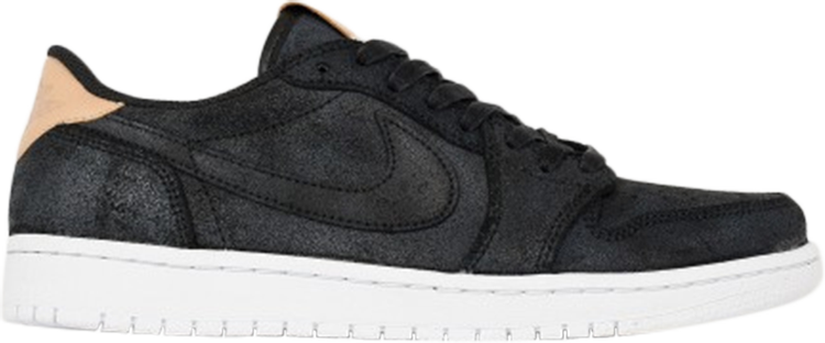 נעלי סניקרס Air Jordan 1 Retro Low OG Premium 'Black Tan' של המותג נייקי בצבע שָׁחוֹר עשויות עוֹר