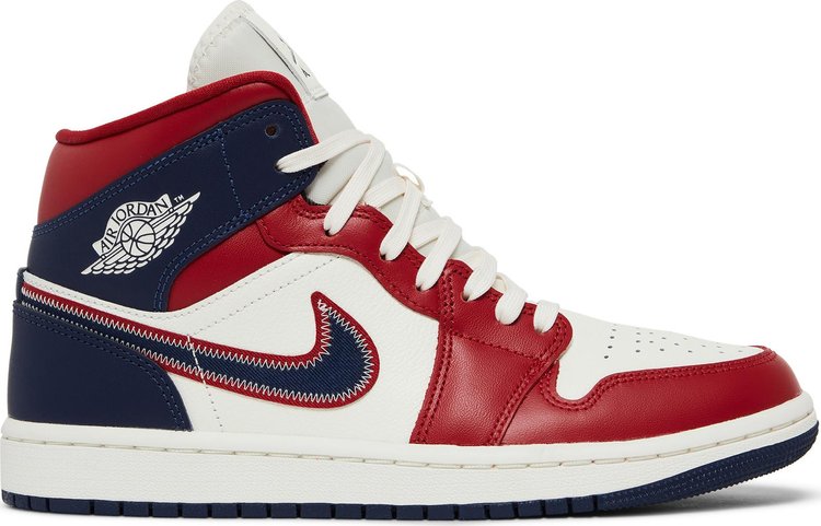 נעלי סניקרס Wmns Air Jordan 1 Mid SE 'USA' 2022 של המותג נייקי בצבע אָדוֹם עשויות עוֹר