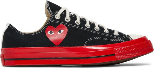 נעלי סניקרס Comme des Garçons Play x Chuck 70 Low 'Black Red' של המותג קונברס אולסטאר בצבע שָׁחוֹר עשויות בַּד