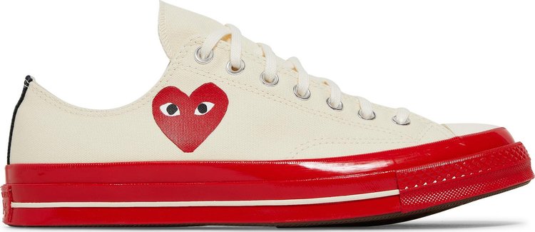 נעלי סניקרס Comme des Garçons Play x Chuck 70 Low 'Pristine Red' של המותג קונברס אולסטאר בצבע קרם עשויות בַּד