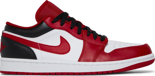 נעלי סניקרס Air Jordan 1 Low 'Reverse Black Toe' של המותג נייקי בצבע אָדוֹם עשויות עוֹר