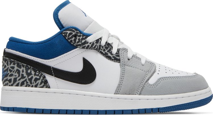 נעלי סניקרס Air Jordan 1 Low SE GS 'True Blue' של המותג נייקי בצבע כְּחוֹל עשויות עוֹר