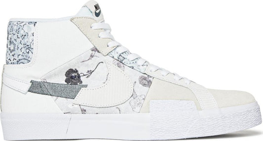 נעלי סניקרס Zoom Blazer Mid Premium SB 'Paisley Pack - Floral' של המותג נייקי בצבע לבן עשויות עור (זמש)