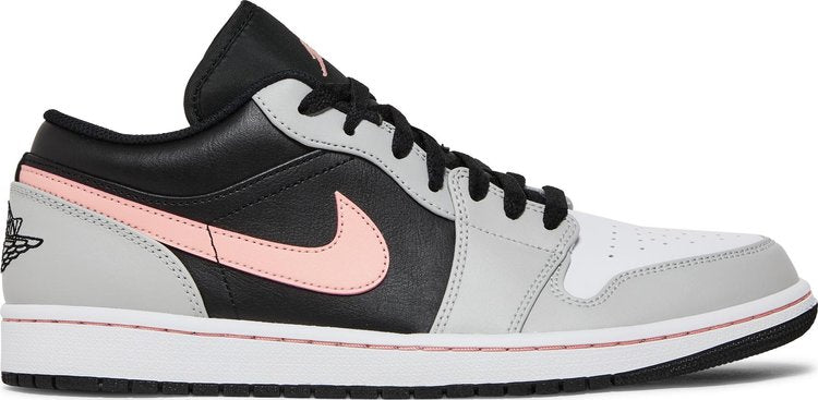 נעלי סניקרס Air Jordan 1 Low 'Grey Fog Bleached Coral' של המותג נייקי בצבע שָׁחוֹר עשויות עוֹר