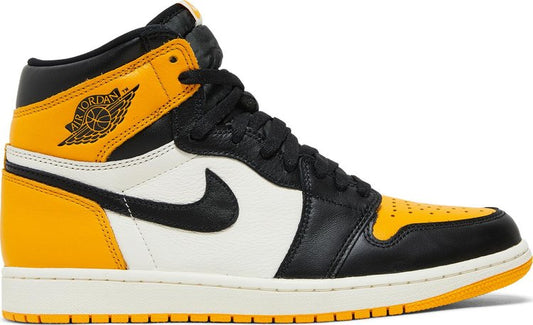 נעלי סניקרס Air Jordan 1 Retro High OG 'Yellow Toe' של המותג נייקי בצבע צהוב עשויות עוֹר