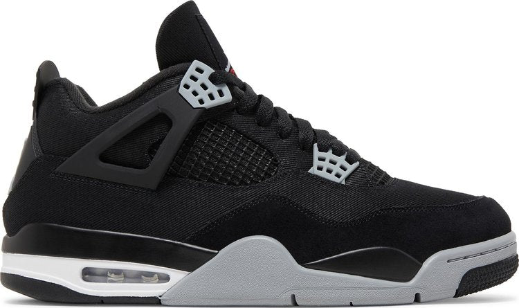 נעלי סניקרס Air Jordan 4 Retro SE 'Black Canvas' של המותג נייקי בצבע שָׁחוֹר עשויות בַּד