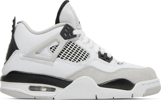 נעלי סניקרס Air Jordan 4 Retro GS 'Military Black' של המותג נייקי בצבע לבן עשויות עוֹר