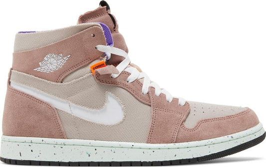 נעלי סניקרס Air Jordan 1 High Zoom Comfort 'Fossil Stone' של המותג נייקי בצבע וָרוֹד עשויות עור (זמש)