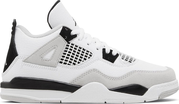 נעלי סניקרס Air Jordan 4 Retro PS 'Military Black' של המותג נייקי בצבע לבן עשויות עוֹר