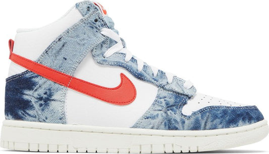 נעלי סניקרס Wmns Dunk High 'Washed Denim' של המותג נייקי בצבע כְּחוֹל עשויות כותנה