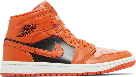 נעלי סניקרס Wmns Air Jordan 1 Mid SE 'Rush Orange' של המותג נייקי בצבע כתום עשויות עוֹר