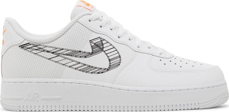 נעלי סניקרס Air Force 1 '07 '3D Swoosh' של המותג נייקי בצבע לבן עשויות עוֹר