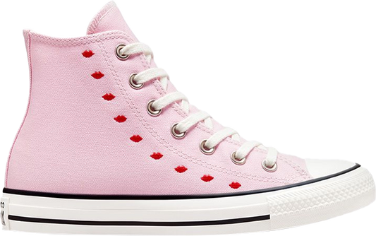 נעלי סניקרס Wmns Chuck Taylor All Star High 'Embroidered Hearts' של המותג קונברס אולסטאר בצבע וָרוֹד עשויות בַּד