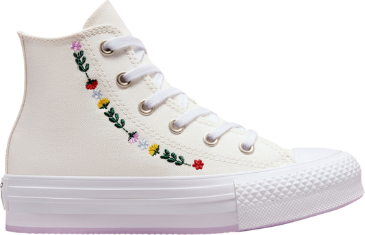 נעלי סניקרס Chuck Taylor All Star EVA Lift Platform High PS 'Floral Embroidery' של המותג קונברס אולסטאר בצבע קרם עשויות בַּד