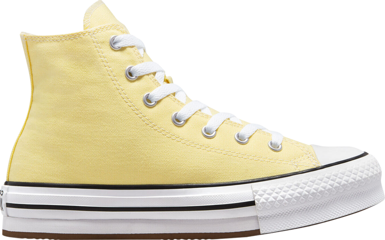 נעלי סניקרס Chuck Taylor All Star Lift Platform High GS 'Soft Sunshine' של המותג קונברס אולסטאר בצבע צהוב עשויות בַּד