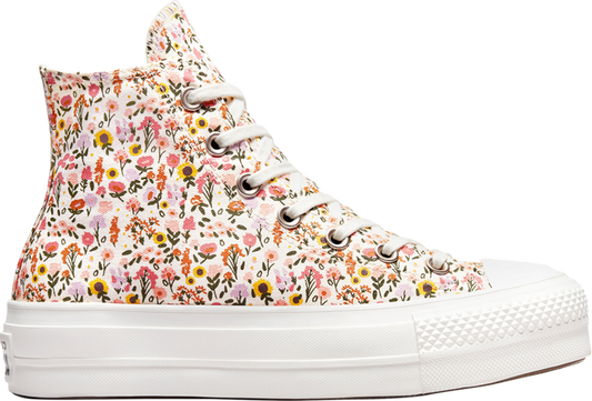 נעלי סניקרס Wmns Chuck Taylor All Star Lift Platform High 'Florals' של המותג קונברס אולסטאר בצבע קרם עשויות בַּד