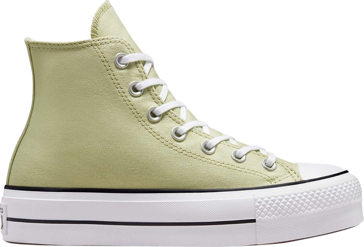 נעלי סניקרס Wmns Chuck Taylor All Star Lift High 'Olive Aura' של המותג קונברס אולסטאר בצבע ירוק עשויות בַּד