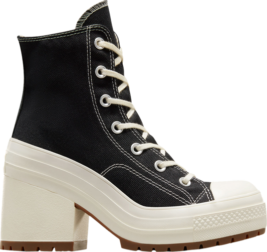 נעלי סניקרס Chuck 70 De Luxe Heel High 'Black Egret' של המותג קונברס אולסטאר בצבע שָׁחוֹר עשויות בַּד