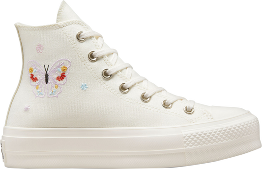 נעלי סניקרס Wmns Chuck Taylor All Star Lift Platform High 'Butterfly Wings' של המותג קונברס אולסטאר בצבע לבן עשויות בַּד