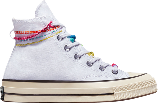 נעלי סניקרס Wmns Chuck 70 High 'Embroidered Bracelet' של המותג קונברס אולסטאר בצבע לבן עשויות בַּד