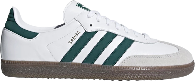 נעלי סניקרס Samba OG 'White Collegiate Green' של המותג אדידס בצבע לבן עשויות עוֹר