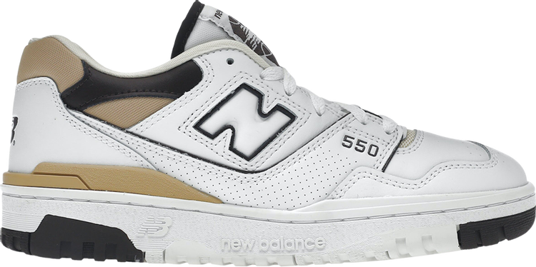 נעלי סניקרס 550 'White Brown' של המותג ניו באלאנס בצבע לבן עשויות עוֹר