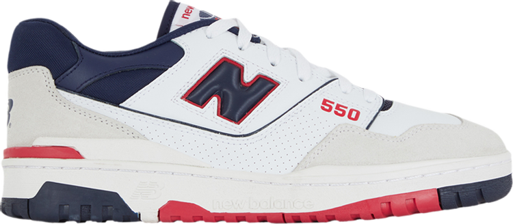 נעלי סניקרס 550 Premium 'White Navy' Courir Exclusive של המותג ניו באלאנס בצבע לבן עשויות עוֹר