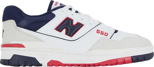 נעלי סניקרס 550 Premium 'White Navy' Courir Exclusive של המותג ניו באלאנס בצבע לבן עשויות עוֹר