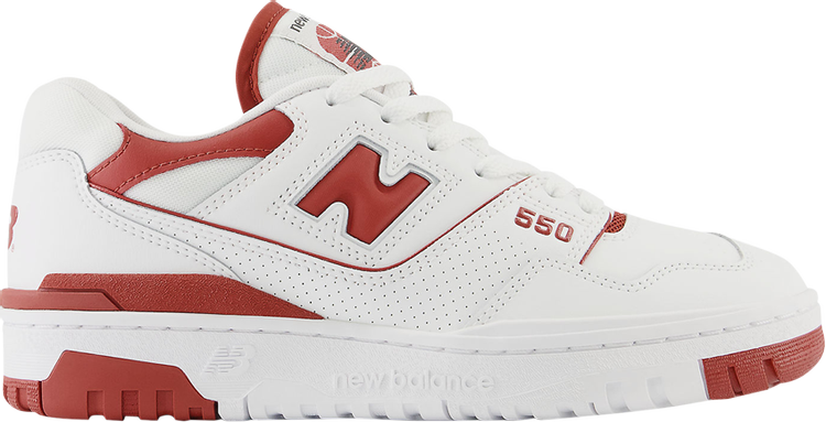 נעלי סניקרס Wmns 550 'White Brick Red' של המותג ניו באלאנס בצבע לבן עשויות עוֹר