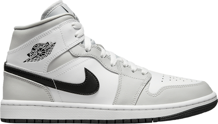 נעלי סניקרס Wmns Air Jordan 1 Mid 'Grey Fog' של המותג נייקי בצבע לבן עשויות עוֹר