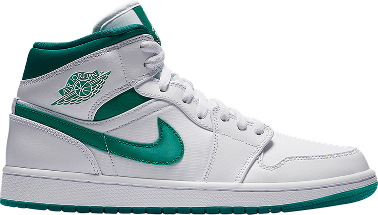 נעלי סניקרס Air Jordan 1 Mid 'Mystic Green' של המותג נייקי בצבע ירוק עשויות עוֹר