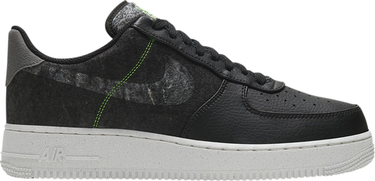 נעלי סניקרס Air Force 1 '07 LV8 'Recycled Wool Pack - Black Electric Green' של המותג נייקי בצבע שָׁחוֹר עשויות עוֹר