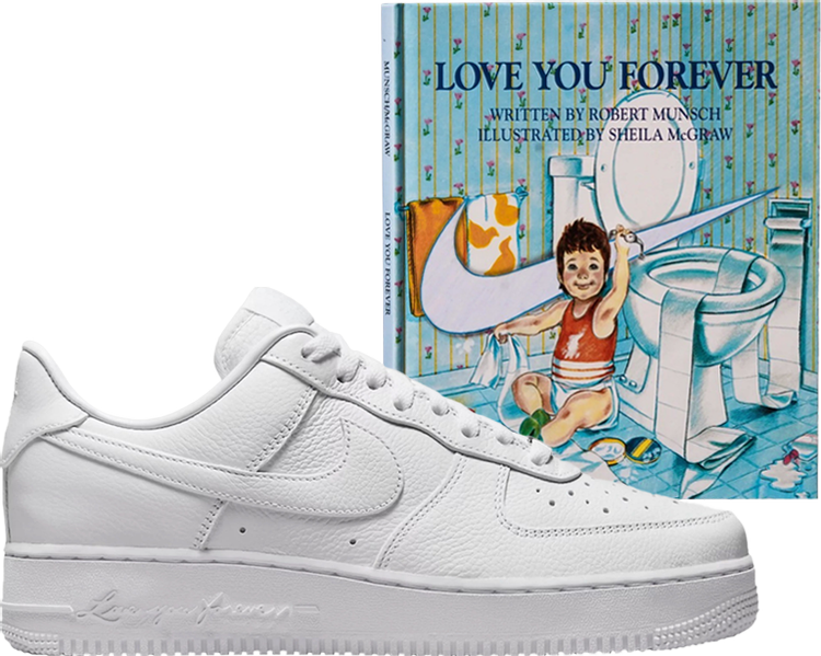 נעלי סניקרס NOCTA x Air Force 1 Low 'Certified Lover Boy' With Love You Forever Book של המותג נייקי בצבע לבן עשויות עוֹר