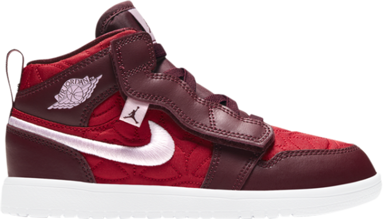 נעלי סניקרס Air Jordan 1 Mid ALT SE PS 'Red Quilted' של המותג נייקי בצבע אָדוֹם עשויות סינתטי