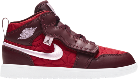 נעלי סניקרס Air Jordan 1 Mid ALT SE PS 'Red Quilted' של המותג נייקי בצבע אָדוֹם עשויות סינתטי