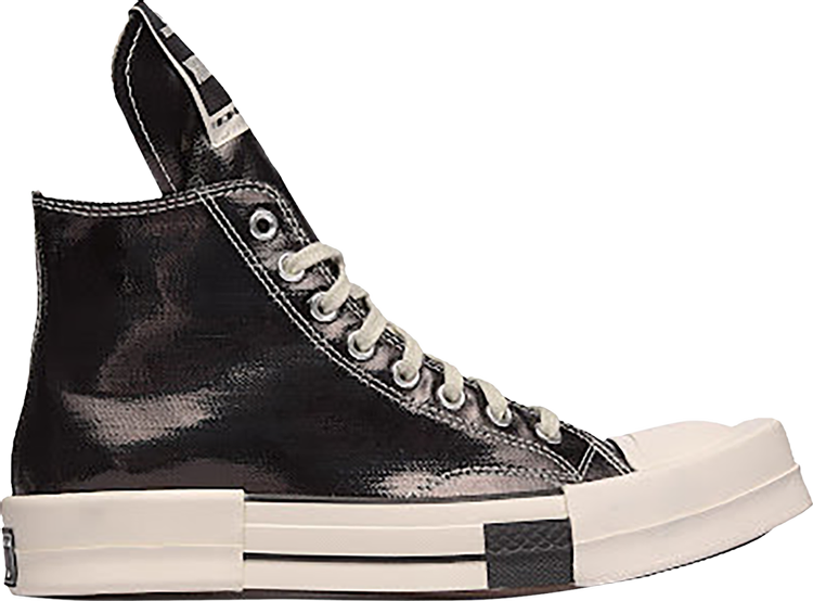 נעלי סניקרס Converse x Rick Owens DRKSHDW TURBODRK High 'Black Lacquer' של המותג ריק אוונס בצבע שָׁחוֹר עשויות כותנה