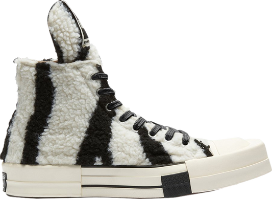 נעלי סניקרס Converse x Rick Owens DRKSHDW TURBODRK Chuck 70 High 'Zebra' של המותג ריק אוונס בצבע לבן עשויות פרווה מלאכותית