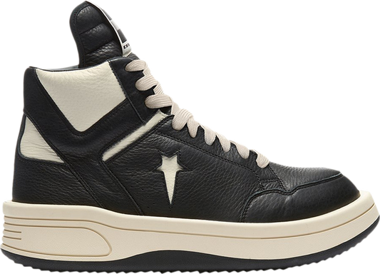 נעלי סניקרס Converse x Rick Owens TURBOWPN Mid 'Black Cloud Cream' של המותג ריק אוונס בצבע שָׁחוֹר עשויות עוֹר