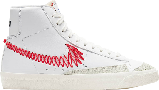 נעלי סניקרס Blazer Mid '77 GS 'Double Zig Zag-Stitched Swoosh' של המותג נייקי בצבע לבן עשויות עוֹר