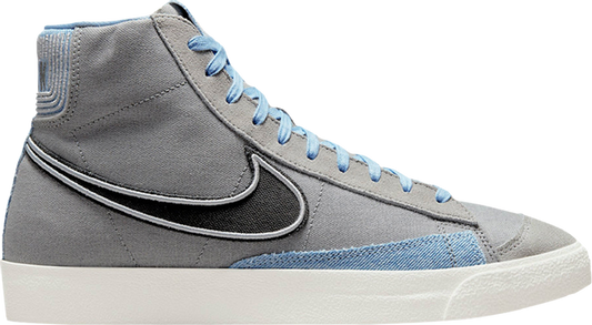 נעלי סניקרס Blazer Mid '77 Vintage 'Particle Grey Denim' של המותג נייקי בצבע אפור עשויות בַּד