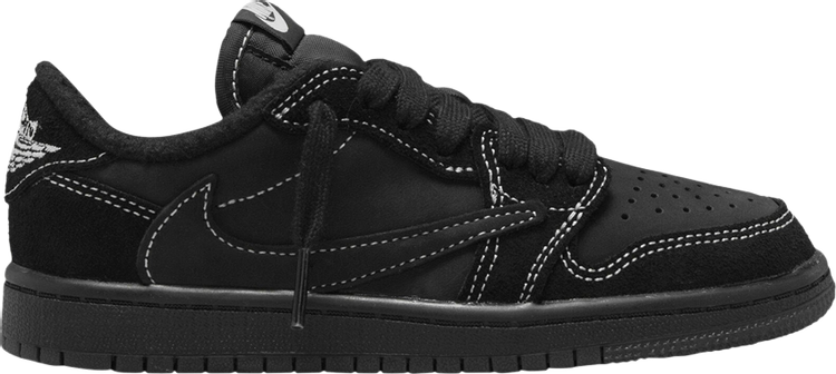 נעלי סניקרס Travis Scott x Air Jordan 1 Low OG SP PS 'Black Phantom' של המותג נייקי בצבע שָׁחוֹר עשויות עור (זמש)