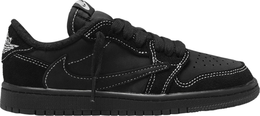 נעלי סניקרס Travis Scott x Air Jordan 1 Low OG SP PS 'Black Phantom' של המותג נייקי בצבע שָׁחוֹר עשויות עור (זמש)
