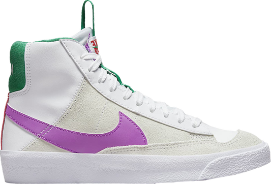 נעלי סניקרס Blazer Mid '77 GS 'Dance - White Fuchsia Green' של המותג נייקי בצבע לבן עשויות עוֹר