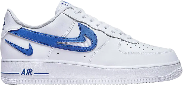 נעלי סניקרס Air Force 1 '07 'Cut Out Swoosh - Game Royal' של המותג נייקי בצבע לבן עשויות עוֹר