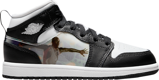 נעלי סניקרס Air Jordan 1 Mid PS 'Hologram' של המותג נייקי בצבע שָׁחוֹר עשויות עוֹר