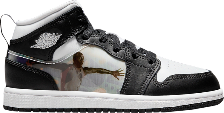 נעלי סניקרס Air Jordan 1 Mid PS 'Hologram' של המותג נייקי בצבע שָׁחוֹר עשויות עוֹר