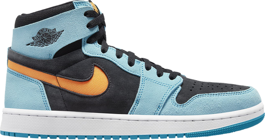 נעלי סניקרס Air Jordan 1 High Zoom Comfort 2 'Bleached Aqua Citrus' של המותג נייקי בצבע כְּחוֹל עשויות עור (זמש)