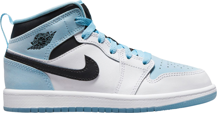 נעלי סניקרס Air Jordan 1 Mid SE PS 'White Ice Blue' של המותג נייקי בצבע כְּחוֹל עשויות עוֹר