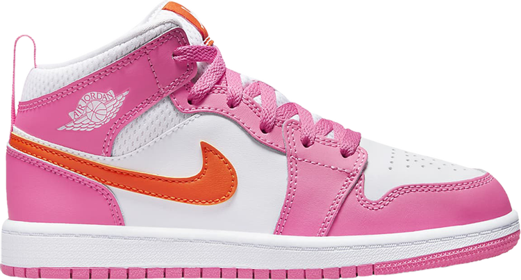 נעלי סניקרס Air Jordan 1 Mid PS 'Pinksicle Orange' של המותג נייקי בצבע וָרוֹד עשויות עוֹר